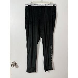 Juicy Couture Women's Black Velour Pajama Pants Joggers Rhinestone -Size XL